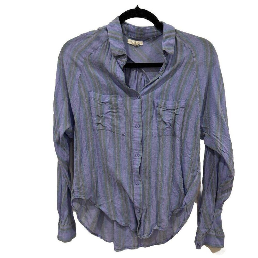 Cloth & Stone Womens Striped‎ Flare Back Button Down Blouse Top Size Small S